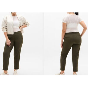 NEW Athleta Women's Plus Size 26 Brooklyn Textured Ankle Pants Forest Green